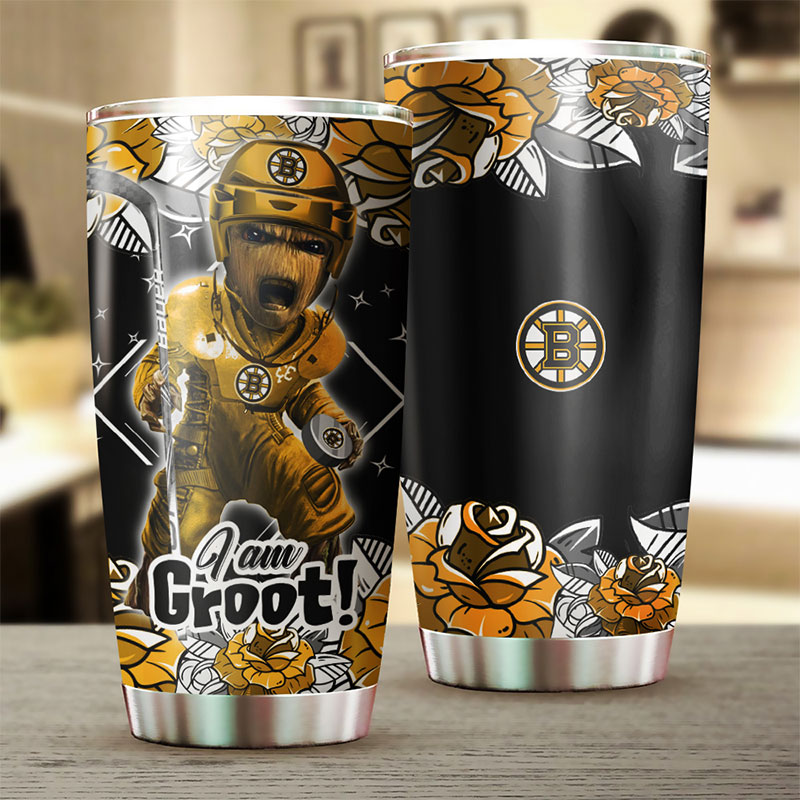 Boston Bruins NHL Tumbler featuring Groot Design - Personalized Gift - Image 2