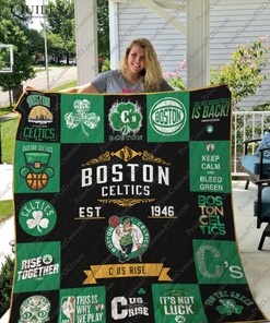 Boston Celtics Quilt Blanket - Embroidered Basketball Team Design
