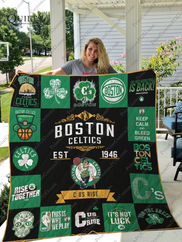 Boston Celtics Quilt Blanket - Embroidered Basketball Team Design