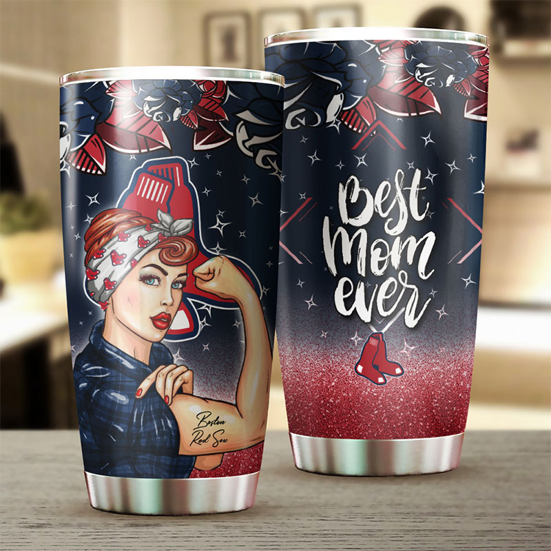 Boston Red Sox MLB Tumbler for Strong Best Mom Ever with Personalized Touch and MLB Logo - Image 2