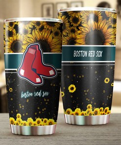 Boston Red Sox MLB Tumbler with Beautiful Sunflower Design