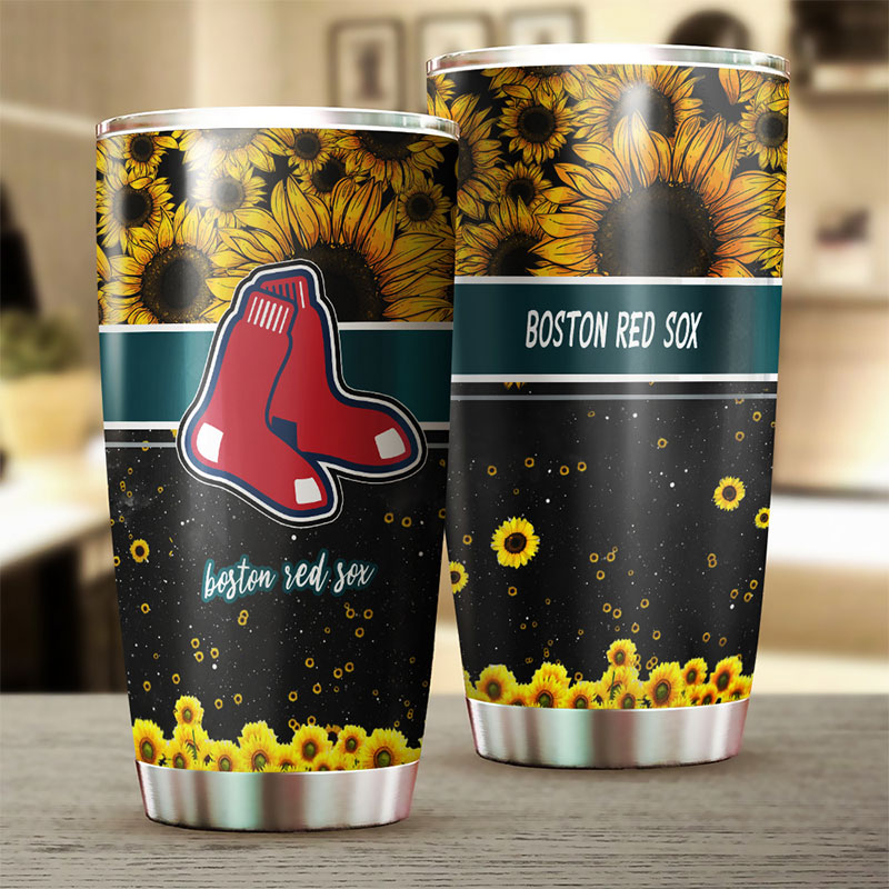 Boston Red Sox MLB Tumbler with Beautiful Sunflower Design