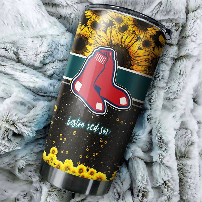 Boston Red Sox MLB Tumbler with Beautiful Sunflower Design - Image 2