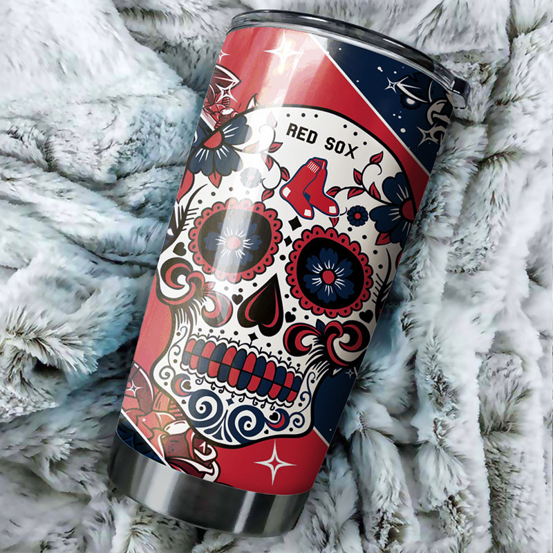 Boston Red Sox MLB Tumbler with skull design and MLB logo
