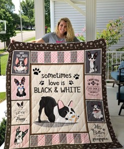 Boston Terrier Love Quilt Blanket, Great for Dog Lovers