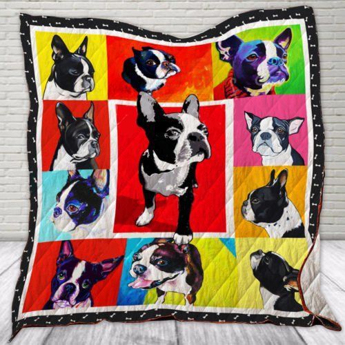 Boston Terrier Painting Art Quilt Blanket Bedding set