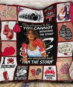 Boxing Girl Inspirational Quilt Blanket for Athletes