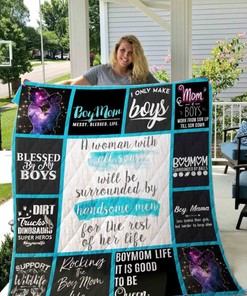 Boymom Blessed By My Boys Quilt Bedding Set with Quilt Blanket, Perfect Gifts for Mothers