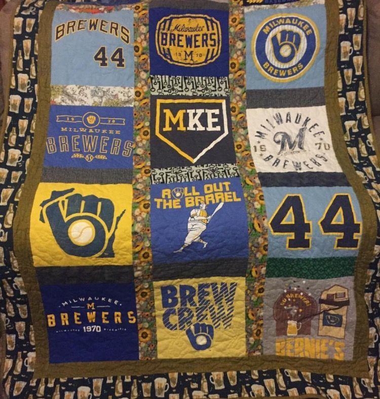 Brewers Quilt Blanket - Perfect for Brewers fans, this cozy quilt will keep you warm while you cheer on your team.