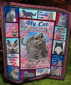 British Short Hair Cat is the Reason I Wake Up Every Morning - Quilt Blanket for the Lovers of British Cats