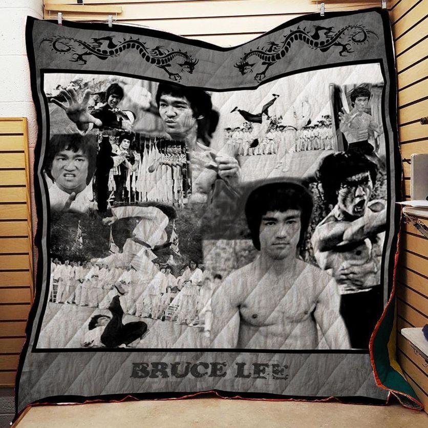 Bruce Lee Black and White Quilt Bedding Set for Martial Arts Fans
