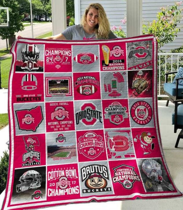Brutus Buckeyes NCAA Ohio State Buckeyes Combined Quilt Bedding Set
