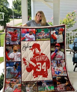 Bryce Harper Signed Collected Quilt Blanket with Keywords
