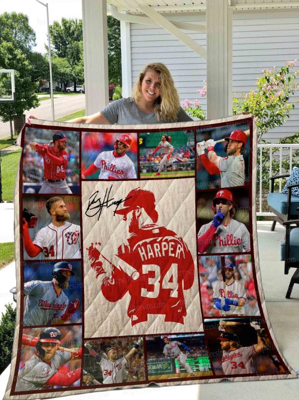 Bryce Harper Signed Collected Quilt Blanket with Keywords