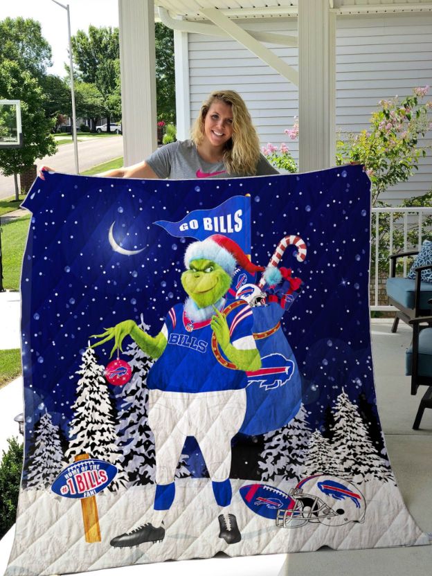 Buffalo Bills Grinch Santa Quilt Blanket - Perfect for the Holiday Season