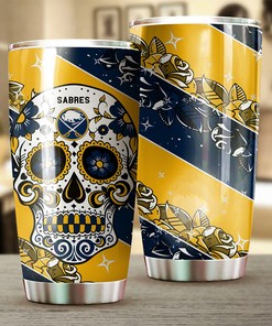Buffalo Sabres NHL Tumbler: Skull Design Tumbler for NHL Fans, Perfect for Game Nights
