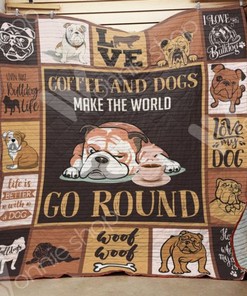 Bulldog Coffee and Dogs Quilt Bedding Set for Animal Lovers