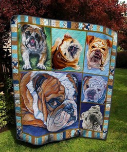 Bulldog Quilt Bedding Set for Dog Lovers