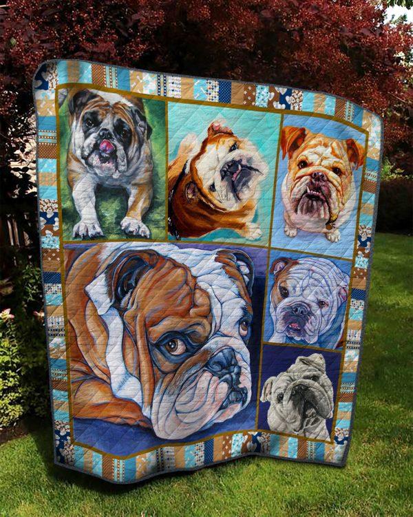 Bulldog Quilt Bedding Set for Dog Lovers