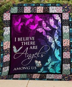 Butterflies I Believe There Are Angels Among Us Quilt Blanket ideal for Girls Quilt Bedding Set