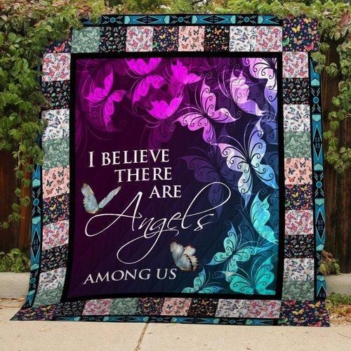 Butterflies I Believe There Are Angels Among Us Quilt Blanket ideal for Girls Quilt Bedding Set