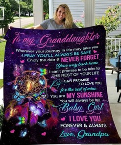 Butterfly Dream Catcher To My Granddaughter You Are My Sunshine You Will Always Be Fleece Blanket Bed Set Cute
