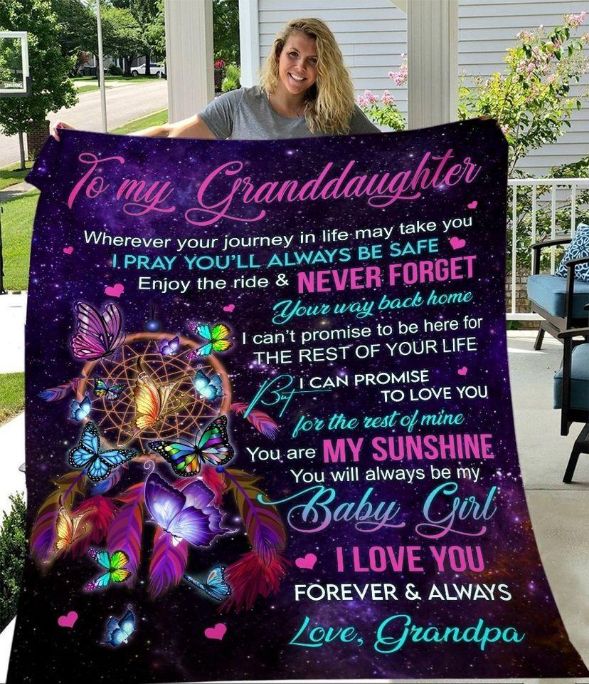 Butterfly Dream Catcher To My Granddaughter You Are My Sunshine You Will Always Be Fleece Blanket Bed Set Cute