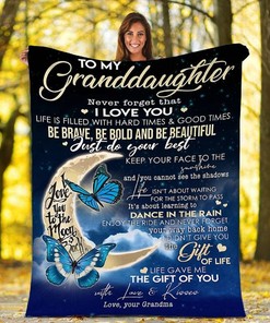Butterfly Fleece Blanket Quilt Blanket For Granddaughter I Love You To The Moon And Back