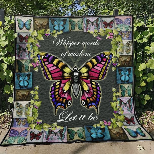 Butterfly Lo Quilt Blanket Baby or Kids Bed Set with Inspirational Quotes