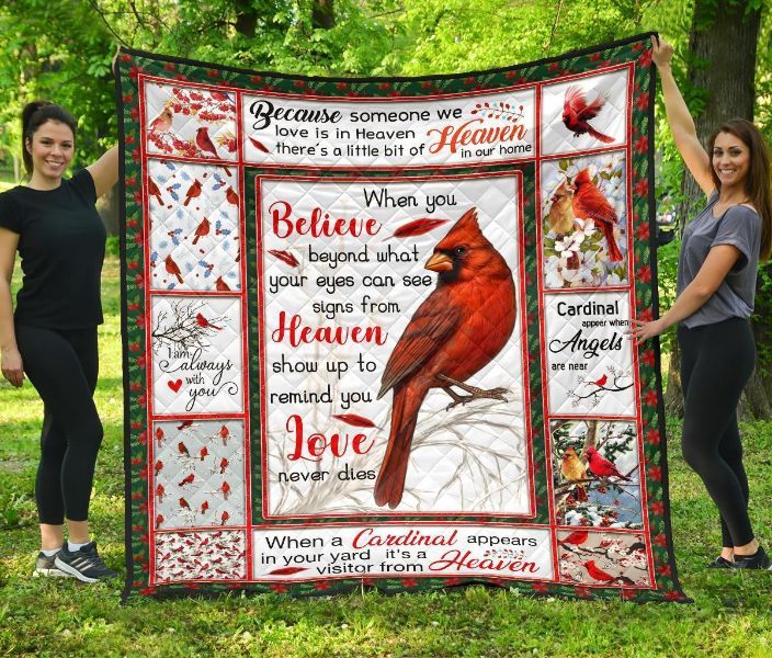 CARDINALS APPEAR Quilt Bedding Set Showcasing Beautiful Nature Imagery