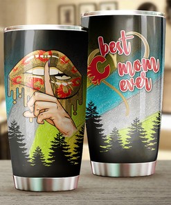 Calgary Flames NHL Tumbler - Best Mom Ever Tumbler with Flower Design - G Fanatics