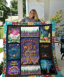 Camping Husband And Wife Partners For Life Quilt Bedding Set for Couples
