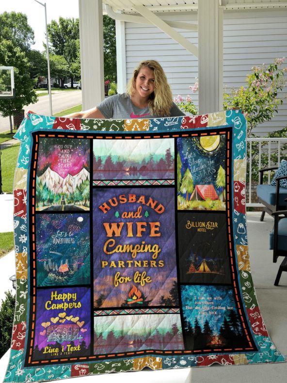 Camping Husband And Wife Partners For Life Quilt Bedding Set for Couples