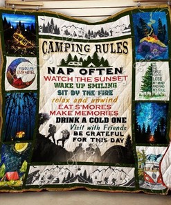 Camping Rules Relax Memories Drink A Cold One Quilt Bedding Set - Ideal For Outdoors Lovers