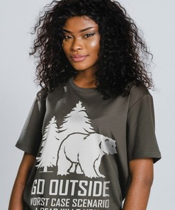 Camping Tee with Funny Bear Quote, Go Outside Worst Case Scenario Shirt, Camper Gift, Outdoor Lover T-Shirt
