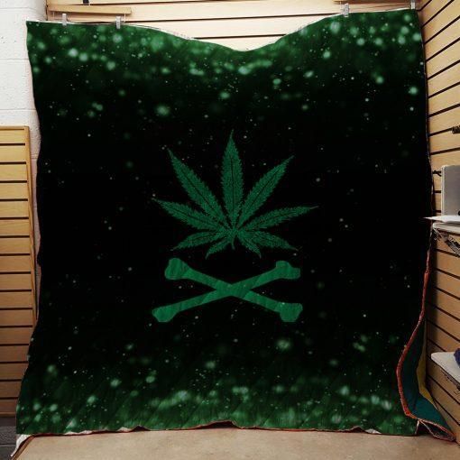 Cannabis Crossbones Quilt Bedding Set - Ideal for Weed Enthusiasts