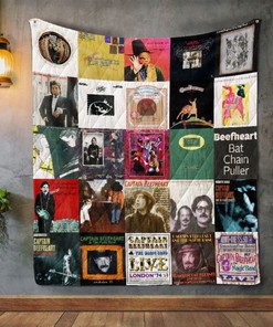 Captain Beefheart Albums Quilt Blanket with Quotes, Bed Set Vintage