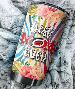 Carolina Hurricanes NHL Tumbler: Best Mom Ever Tumbler with Cool Flower Design, Ideal Tumbler Gift for NHL Fans