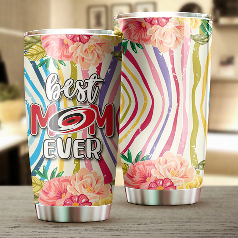 Carolina Hurricanes NHL Tumbler: Best Mom Ever Tumbler with Cool Flower Design, Ideal Tumbler Gift for NHL Fans - Image 2