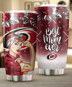 Carolina Hurricanes NHL Tumbler: Strong Best Mom Ever Tumbler with NHL Logo, Perfect for Dedicated Fans