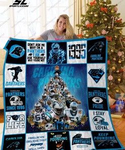 Carolina Panthers Christmas Tree Quilt Bedding Set - Add some festive cheer to your room quilt bedding set