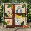 Cartoon Owl With Leaves Quilt Blanket: A Whimsical Touch For Your Room