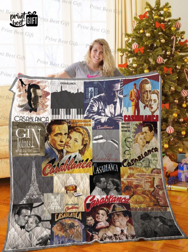 Casablanca Poster Quilt Blanket, Perfect for Movie Lovers