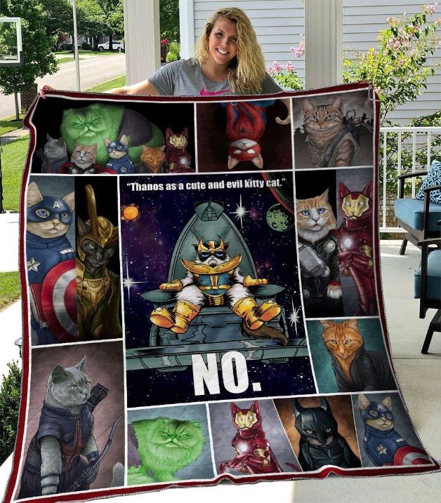 Cat Avengers Thanos As A Cute And Evil Kitty Cat Cat Lo Quilt Bedding Set for Teens