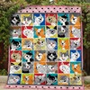 Cat Cartoon Funny Drawing Cat Lo Quilt Bedding Set for Kids
