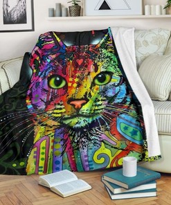 Cat Colors Neon Fleece Blanket - A Vibrant Quilt Bedding Set for Cat Lovers