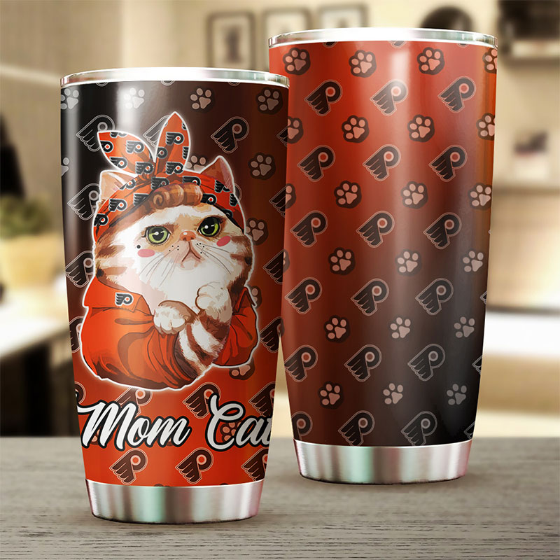 Cat Mom Philadelphia Flyers NHL Tumbler - Keep Yourself Hydrated - Image 2