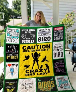 Caution Area Patrolled By Crazy Bird Lady Quilt Blanket with Bed Set Cute
