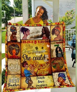 Celebrate African American teachers with this beautiful quilt blanket