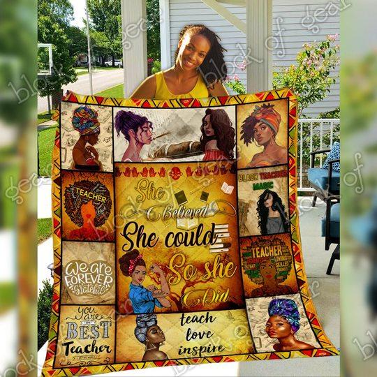 Celebrate African American teachers with this beautiful quilt blanket